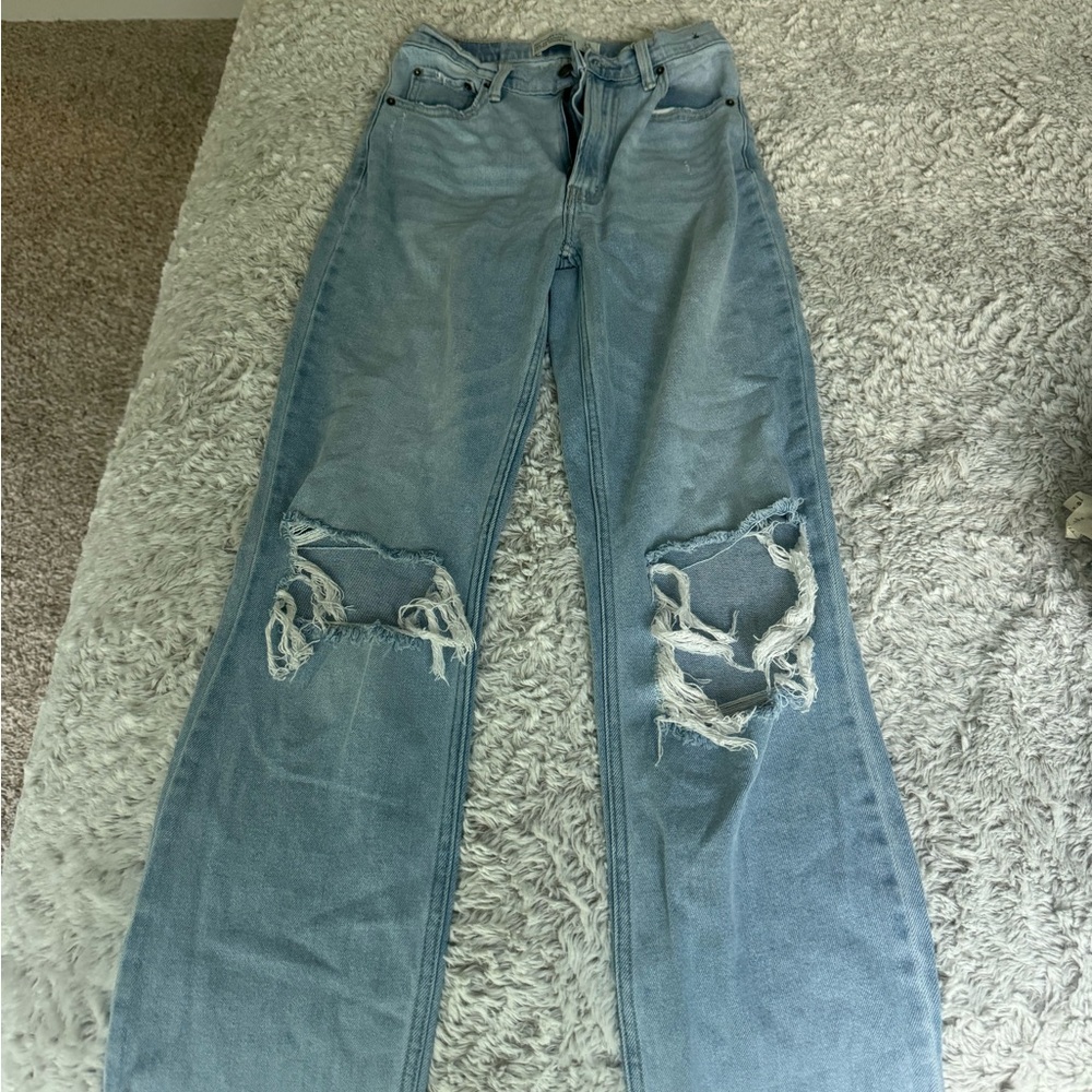 Abercrombie & Fitch Blue Straight Leg High Rise Jeans